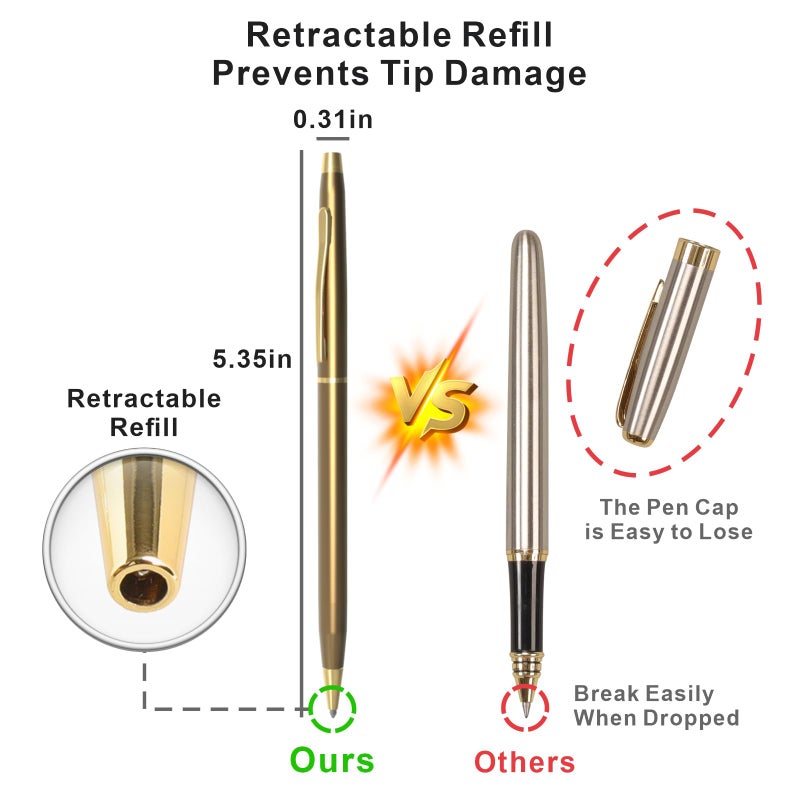 Cambond Ballpoint Pens Fancy Pens - Black Ink Bulk Pens 1.0 mm Medium Point Retractable Metal Pen Comfortable Writing for Men Women Police Uniform Office Business, 10 Pack (Champagne Gold) - Image 5